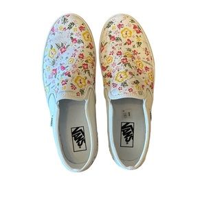 Vans slip on.  Size 11. White and flower print